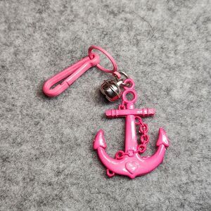 Vintage 1980s Plastic Bell Charm Pink Ship Anchor For 80s Charm Necklace